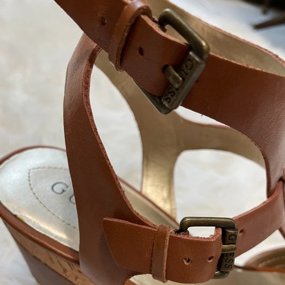 Guess Carmel Cork 4" Wedges double ankle buckle strap 10 - Picture 11 of 11